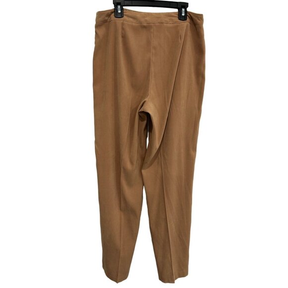 First Option Womens Camel Brown High Waisted Flat Front Trousers Pants Sz 8 - Picture 2 of 8